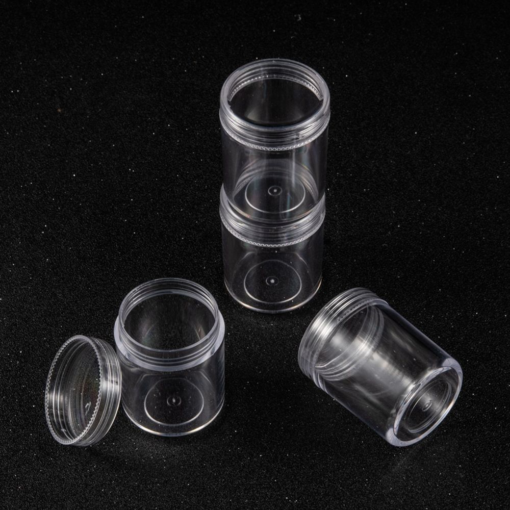 Plastic Bead Containers about 3.9cm in diameter, 3.3cm high