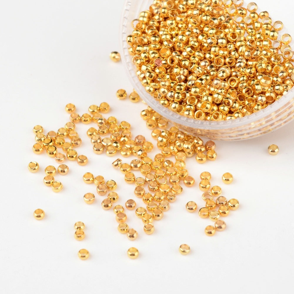 Golden Tone Brass Crimp Beads 2.0 mm (1.2 mm hole) - Pack of 1000