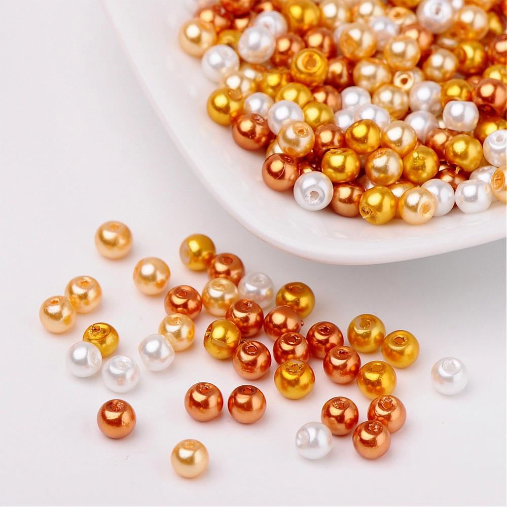 Glass Pearl Beads 4mm (0.8mm Hole) Caramel Mix - Pack of 400